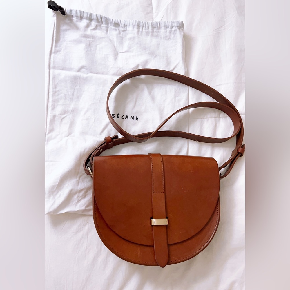 Sezane Claude brown leather crossbody